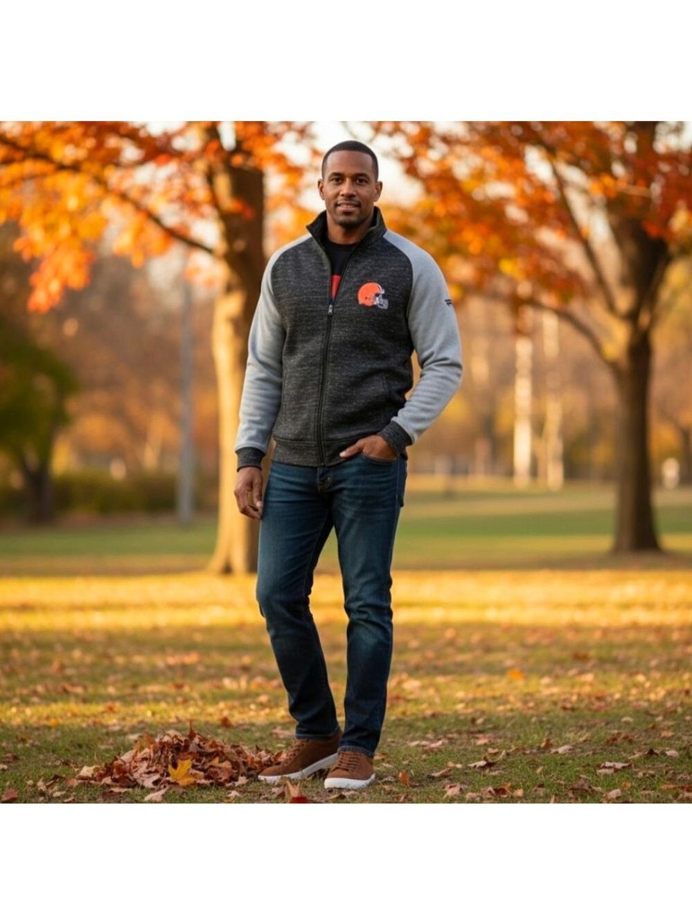 NFL 37 Nfl Cleveland brown heavy zipped sweatshirt jacket size small